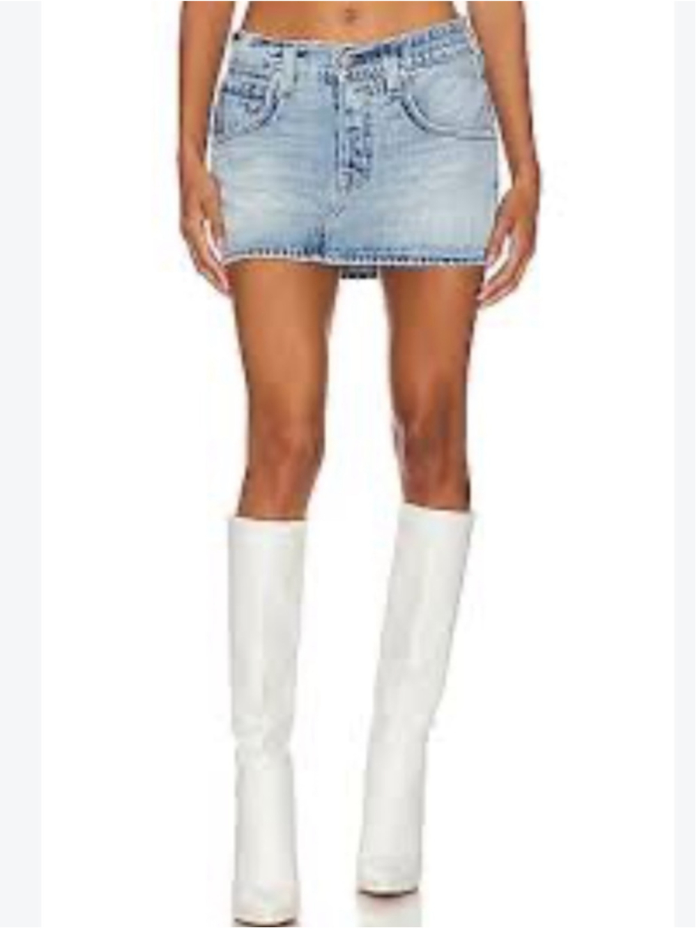 Cotton Citizen Faded Light Blue Denim Mini Skirt